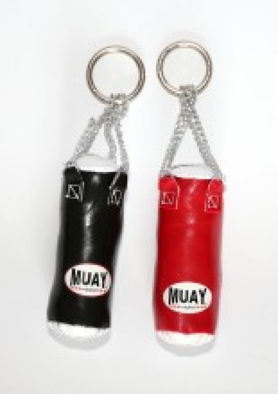 Klíčenka "Mini Pytel" kůže  -  Muay - červeno-bílá barva