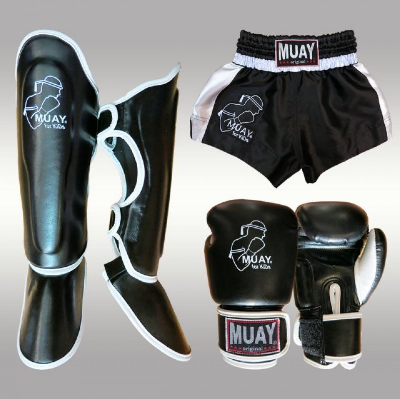 Dětská Thai/Kick-box sada  -  MUAY - černá barva