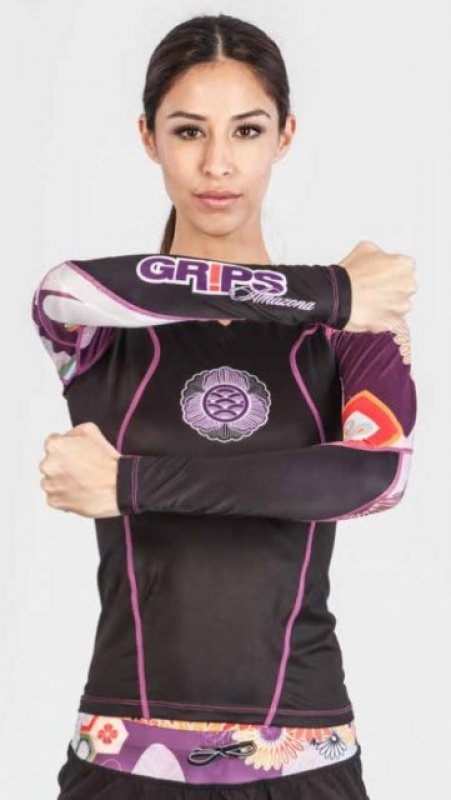 Lady Rashguard Flower Power Black -  Grips