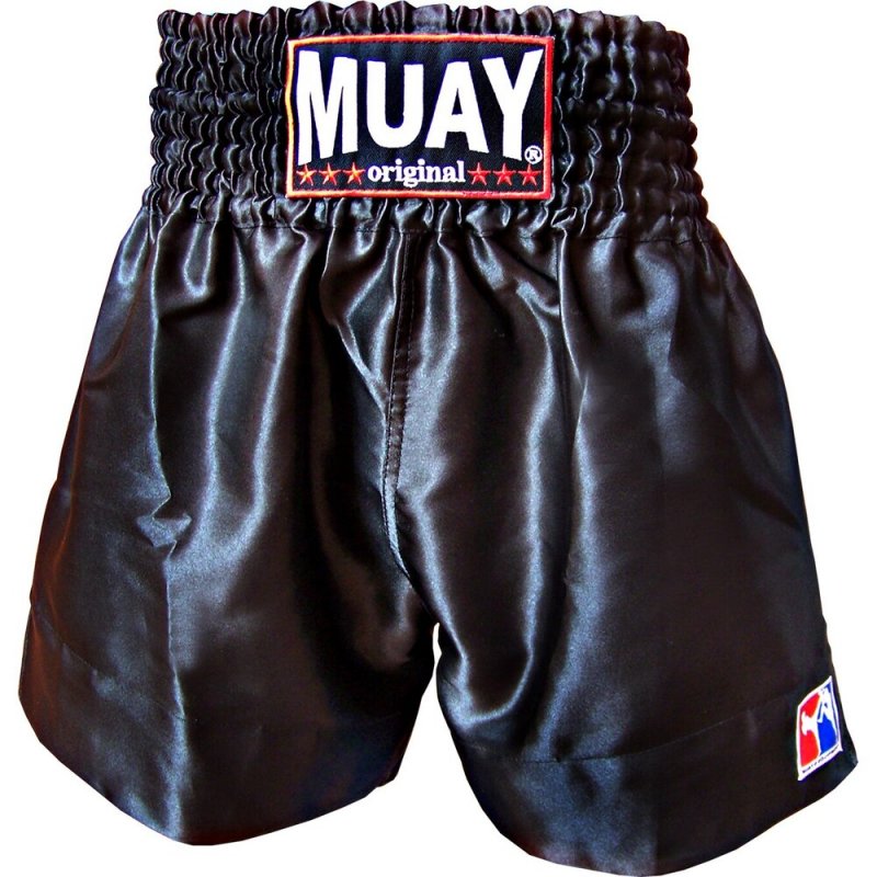 Thajboxerské trenky 002 „Satén“ černá  -  Muay