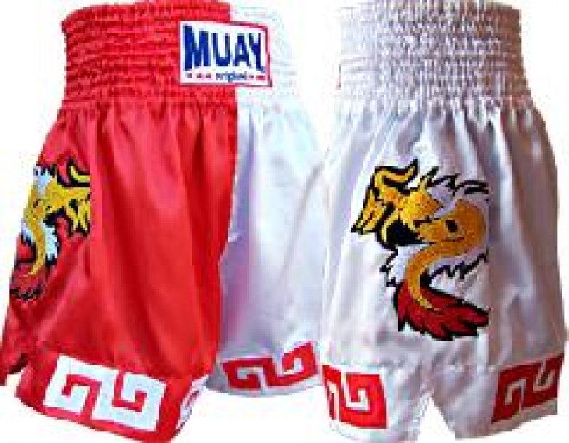 Thajboxerské trenky 583R „Double Dragon Red“  -  Muay