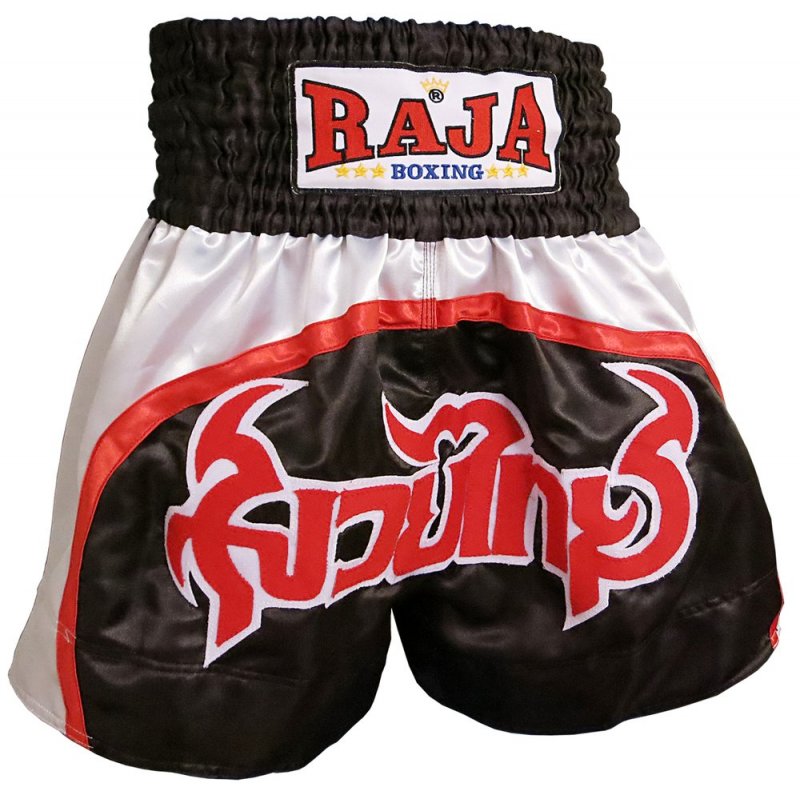 Thajboxerské trenky RAJA „černá-bílá-červená“