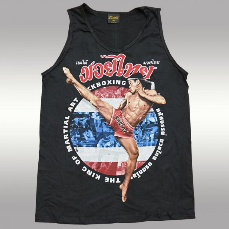 Tričko "Muay Thai Original High Kick" bez rukávů - černá barva
