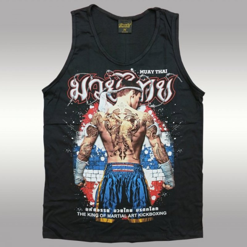 Tričko "Muay Thai Original The King" bez rukávů - černá barva